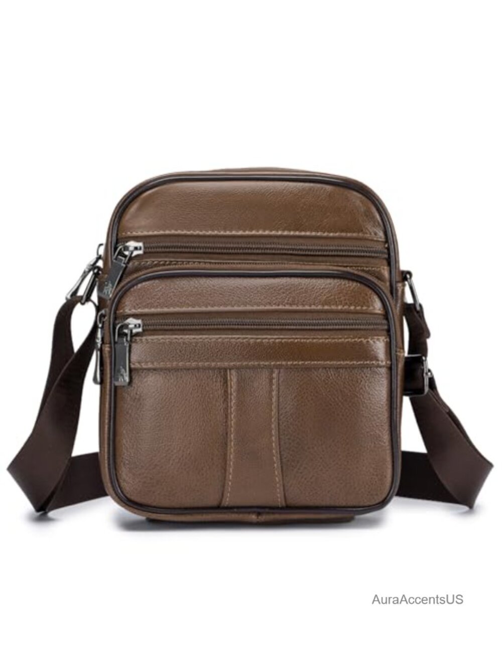 Genuine Cowhide Leather Crossbody Messenger Bag Fits 7.9" iPad Waterproof Small